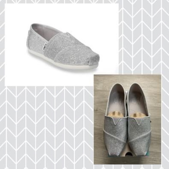 Toms Kids Sparkly Slippers - Silver Glitter - Picture 2 of 2